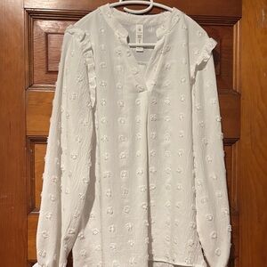 Blooming Jelly Textured Blouse with Ruffle Detail Long Sleeve Coastal Cowgirl